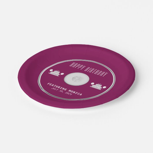 Musik-CD Geburtstagsfeier Pappteller (Schrägansicht)