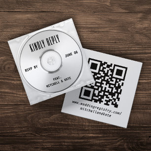 Musik-CD-Hülle Albumcover Hochzeit QR-Code RSVP Begleitkarte