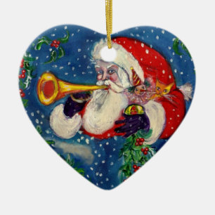 MUSIK CHRISTMAS NIGHT /SANTA CLAUS BUGLER KERAMIK ORNAMENT