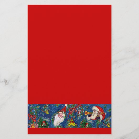 MUSIK CHRISTMAS NIGHT / SANTA MIT SPIELZEUGEN Blue Briefpapier (Vorderseite)