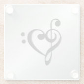 Musik Clef Herz bekümmert Glasuntersetzer (Rückseite)