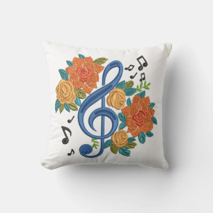 Musik-Clef Hinweis Orange-Blume - Musikhinweise Kissen