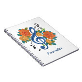 Musik-Clef Hinweis Orange-Blume - Musikhinweise Notizblock (Rechte Seite)