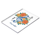 Musik-Clef Hinweis Orange-Blume - Musikhinweise Notizblock (Linke Seite)