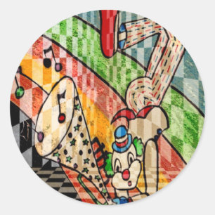 MUSIK CLOWN.jpg Runder Aufkleber