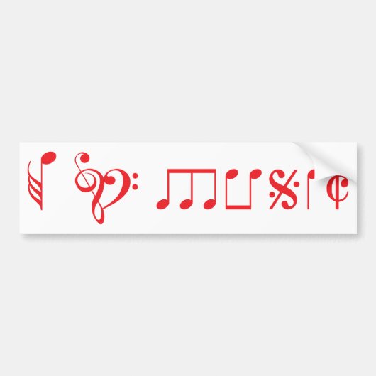 Musik der Liebe I, geschrieben mit Musiknoten Autoaufkleber (Vorne)