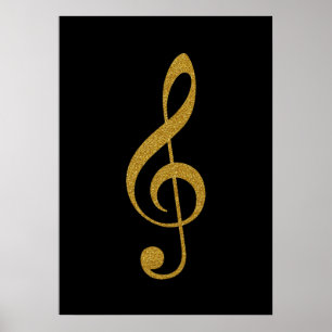 Musik des Goldenfarbedreifachen Clef Poster