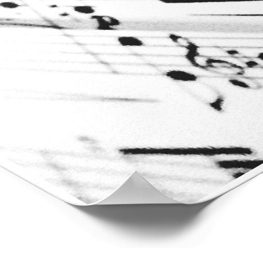 Musik des Lebens: Klaviertasten & Notizen B&W Prin Poster (Ecke)