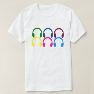 Musik-Disco DJ der Regenbogen-Kopfhörer-EDM T-Shirt