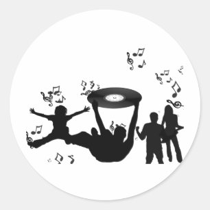 Musik Disco Leute Tanzen Runder Aufkleber