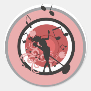 Musik-Diva-Vektor Runder Aufkleber