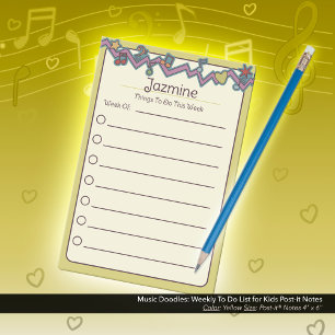 Musik-Doodle: Wöchentliche To-Do-Liste für Kinder Post-it Klebezettel