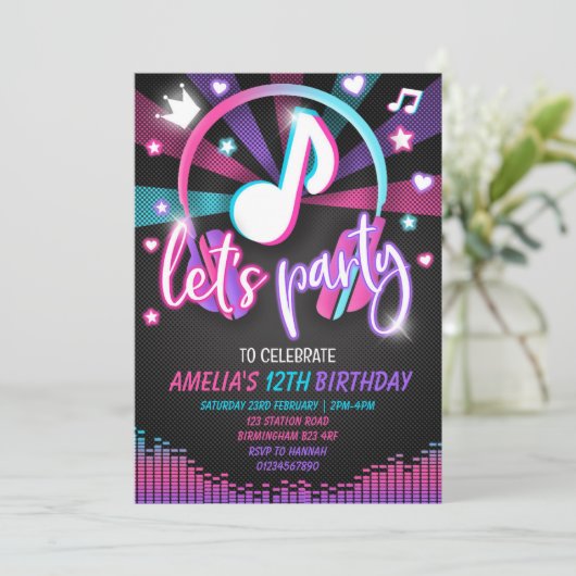 Musik Einladung zum Geburtstag (Stehend Vorderseite)