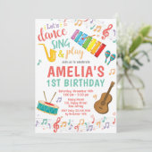 Musik Einladung zum Geburtstag. Girl Birthday (Stehend Vorderseite)