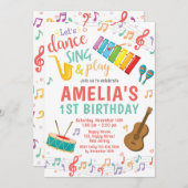 Musik Einladung zum Geburtstag. Girl Birthday (Vorne/Hinten)