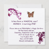 MUSIK Erste Geburtstagsparty Lila Silber Einladung (Rückseite)