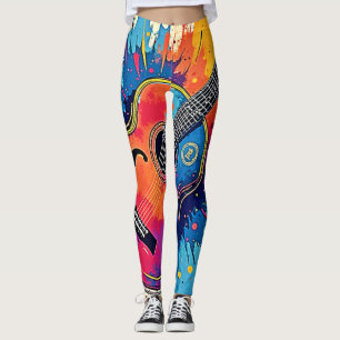 Musik explodiert in Farbfarben Leggings