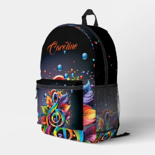 Musik, farbenfroher Klang mit Blätter. Bedruckter Rucksack