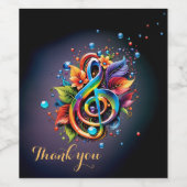 Musik, farbenfroher Klang mit Blätter. Weinetikett (Einzelnes Label)