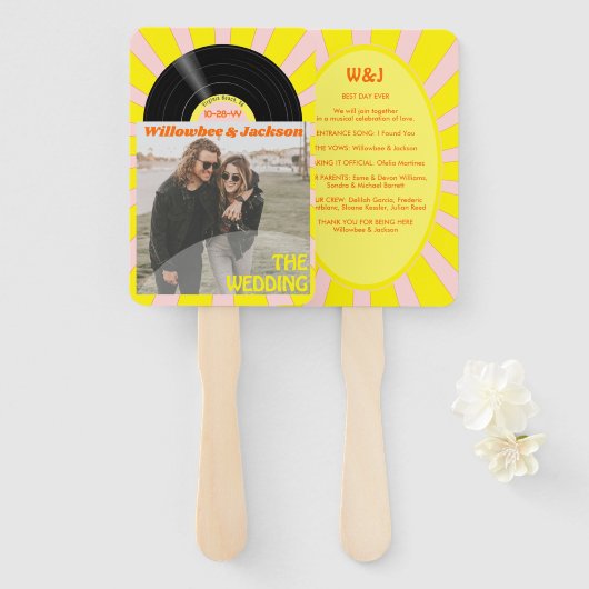 Musik Festival Schallplatte Retro Hochzeitsprogram Fächer (Vorne und Hinten)