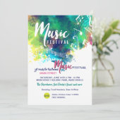 Musik Festival Wasserfarbene Ankündigung/Einladung Einladung (Stehend Vorderseite)