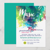 Musik Festival Wasserfarbene Ankündigung/Einladung Einladung (Vorne/Hinten)