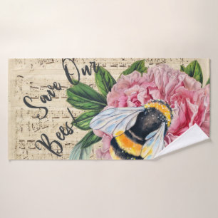 Musik Für Bienen Pink Peony Badhandtuch Set
