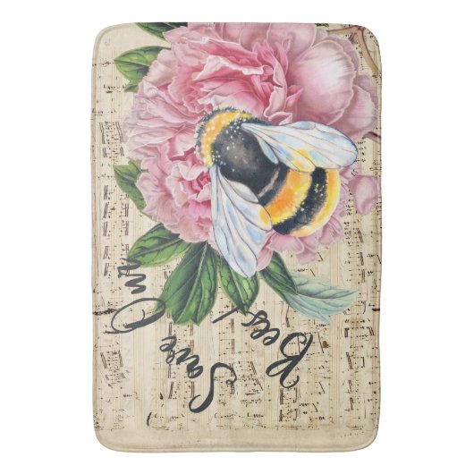 Musik für Bienen Rosa Peony Badematte (Vorderseite Vertikal)