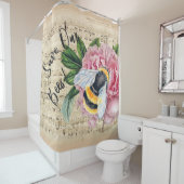 Musik für Bienen-rosa Pfingstrose Duschvorhang (Beispiel)