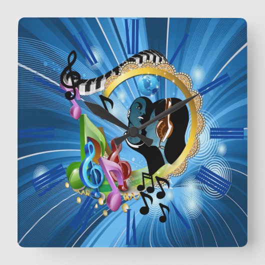 Musik für das Soul Quadratische Wanduhr (Vorderseite)