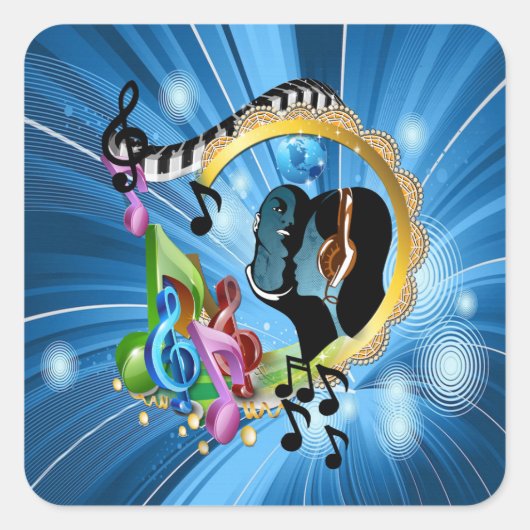 Musik für das Soul Quadratischer Aufkleber (Vorderseite)