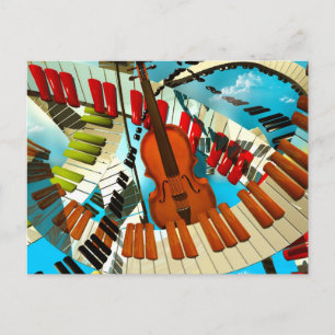 Musik-Gemälde Piano, E-Gitarre, Jazzlieder Postkarte