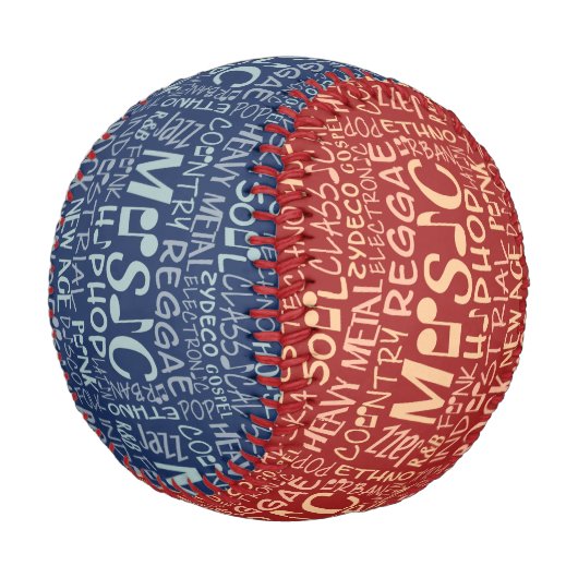 Musik Genres Word Collage Baseball (Schrägansicht)