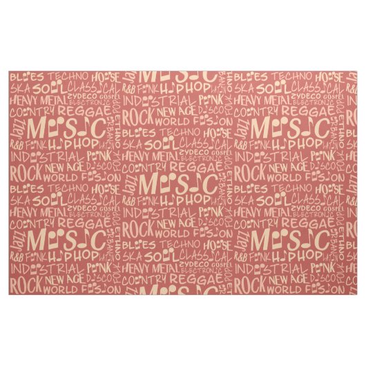 Musik Genres Word Collage benutzerdefiniertes Gewe Stoff (Yard (91,4 cm))