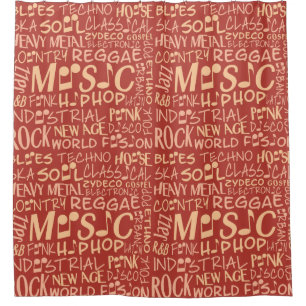 Musik Genres Word Collage Duschvorhang