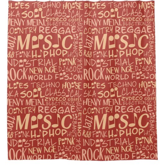 Musik Genres Word Collage Duschvorhang (Vorderseite)