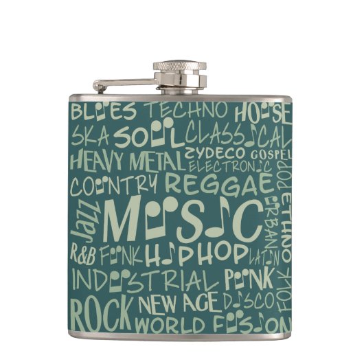 Musik Genres Word Collage Flask Flachmann (Vorderseite)