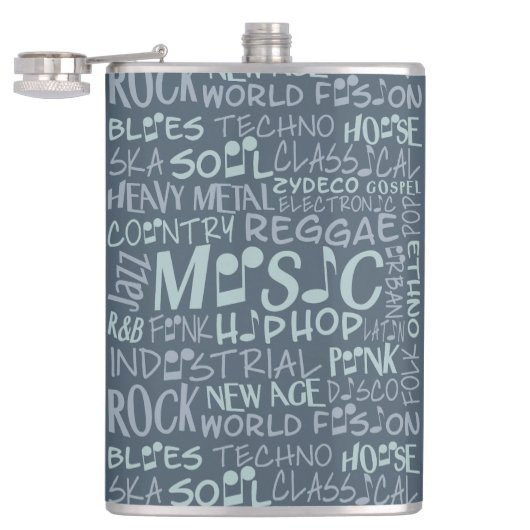 Musik Genres Word Collage Flask Flachmann (Geöffnet)