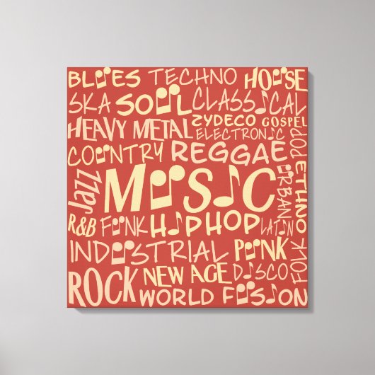 Musik Genres Word Collage Leinwanddruck (Vorderseite)