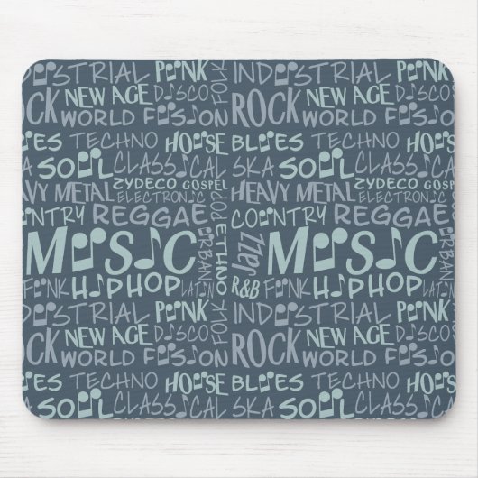 Musik Genres Word Collage Mousepad (Vorne)