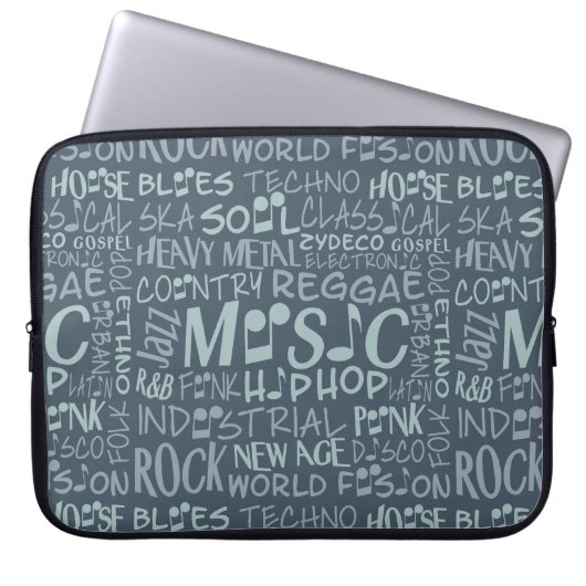 Musik Genres Word Collage Notebook-Ärmel Laptopschutzhülle (Vorderseite)