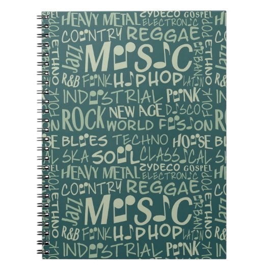 Musik Genres Word Collage Notebook Notizblock (Vorderseite)