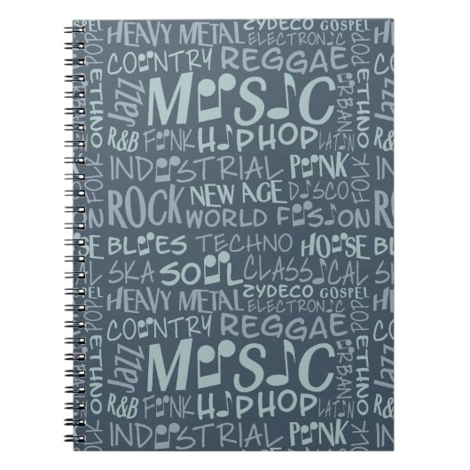 Musik Genres Word Collage Notebook Notizblock (Vorderseite)