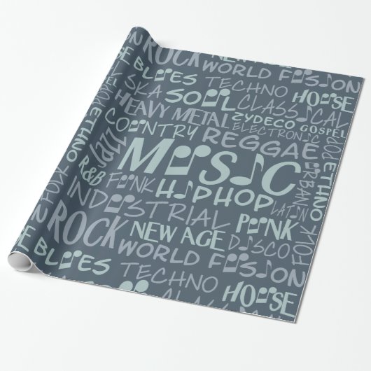 Musik Genres Word Collage Packpapier (Ungerollt)