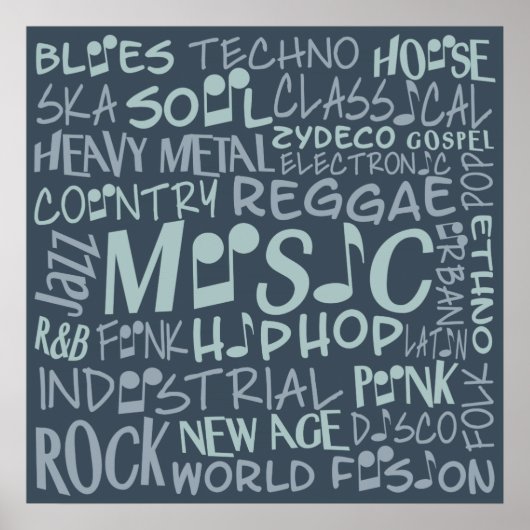 Musik Genres Word Collage Poster (Vorne)