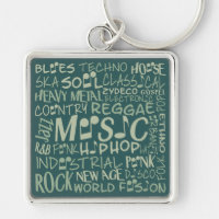 Musik Genres Word Collage Schlüsselkette