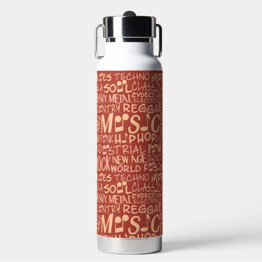 Musik Genres Word Collage Trinkflasche (Vorderseite)