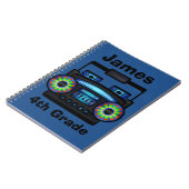 Musik-Ghettoblaster-kundenspezifisches blaues Notizblock (Linke Seite)