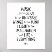 Musik gibt dem Universum ein Soul, Plato Zitat Poster (Vorne)