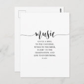 Musik gibt dem Universum ein Soul, Plato Zitat Postkarte (Vorne/Hinten)